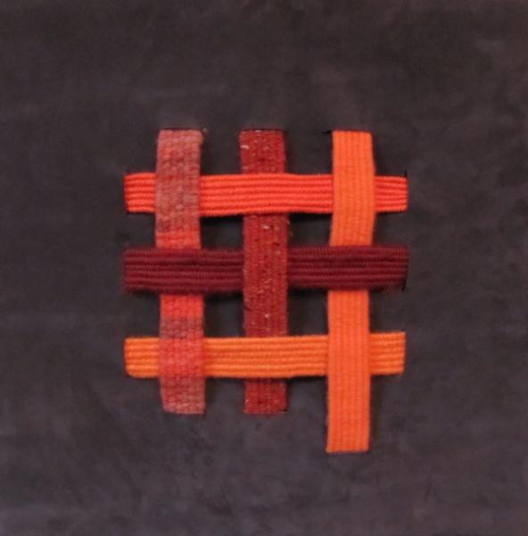 Orange au carré - 2013 - 0,47 x 0,47 - Laine sur cuir 